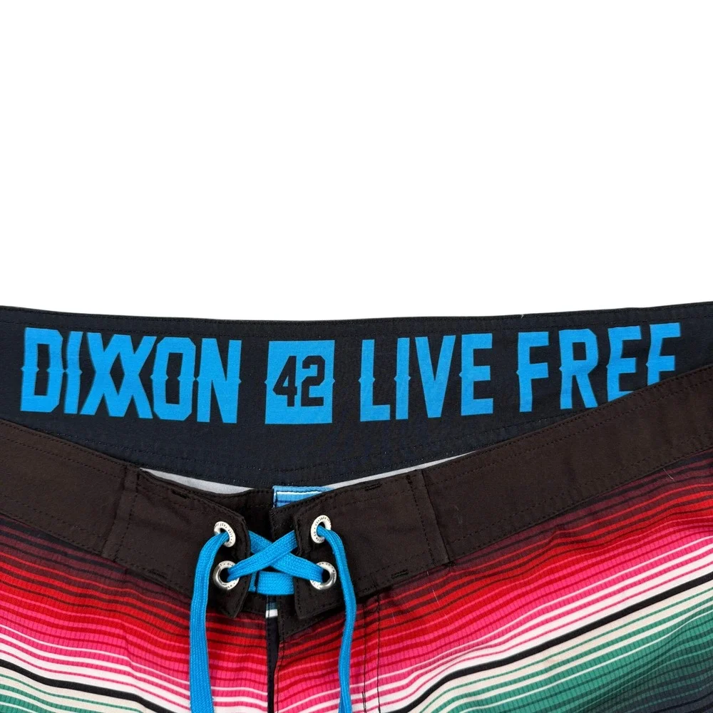Dixxon Board Shorts Mens 42 Multicolor Serape Striped‎ Lace Up Swim Trunks